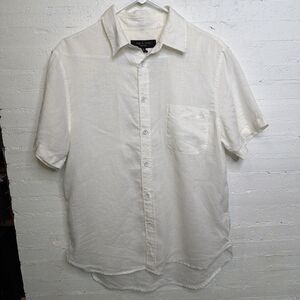 Rag & Bone Men’s White Linen Short Sleeve Button-Down M Coastal Elevated Casual